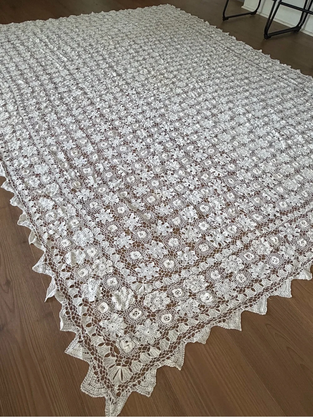 Handmade Cream Crochet Tablecloth - Elegant Lace Dining Linen